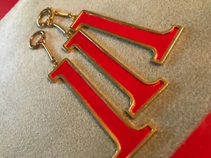 Vintage Lot 3 New Old Stock 1970's Enameled RED Key Chains Fobs Large Number ONE - Picture 1 of 4