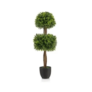 40" Indoor Boxwood Ball Artificial Topiary Decoration w/Cement-Filled Flower Pot - Picture 1 of 10