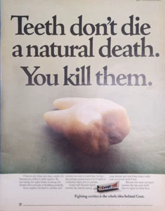 1972 Crest Toothpaste Magazine Print Ad - Teeth don't die a natural death - Picture 1 of 2