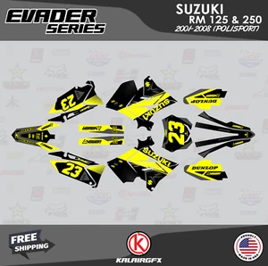 Graphics Kit for SUZUKI RM125 250 2001-08 POLISPORT RESTYLE EVADER- Grey - Picture 1 of 6