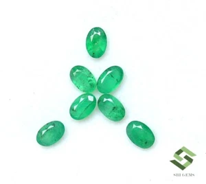 6x4 mm Natural Emerald Oval Cut Lot 07 Pcs 2.79 CTS Untreated Loose Gemstones - Picture 1 of 7
