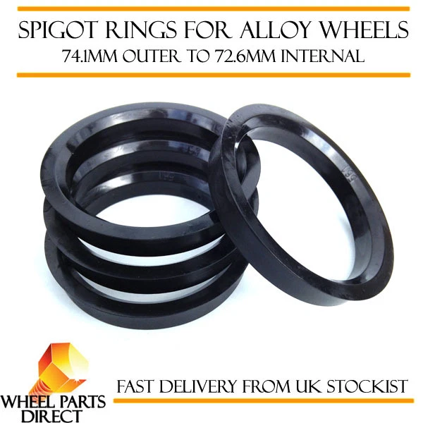 Spigot Rings (4) 74.1mm to 72.6mm Spacers Hub for BMW 3 Series [E36] 91-98 - Image 1 of 1