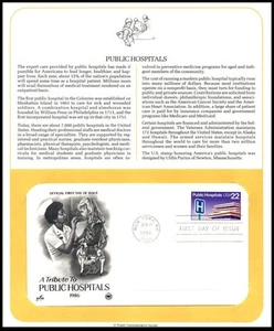 1986 Public Hospitals, Scott 2210 FDC PCS panel, Bellevue healthcare anniversary - Picture 1 of 1