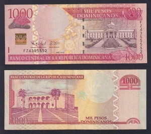 Banconota Republica Dominicana 1000 pesos dominicanos 2012 P.-187b BB+/VF+ - Imagen 1 de 1