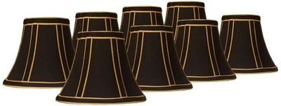 Juego de 8 pantallas de lámpara Empire negras con adornos dorados pequeñas 3x6x5 clip para candelabro Foto 1 de 4