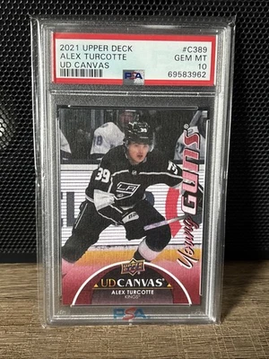 2021-22 Upper Deck Extended Series Canvas Young Guns Alex Turcotte #C389 PSA 10 - Image 1 of 2