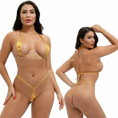 Mini sujetador de bikini para mujer conjunto de micro tanga lencería trajes de baño ropa interior Foto 1 de 4