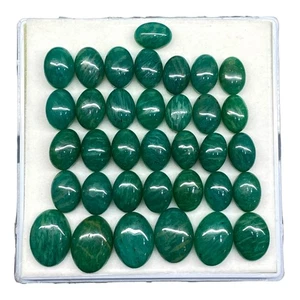 35 Pcs Natural Amazonite Cabochon Lot 12-17.5mm Oval Untreated Green Gemstones - Picture 1 of 7
