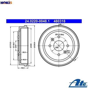 2x BRAKE DRUM 24.0220-0048.1 FOR CHEVROLET AVEO/KALOS/Hatchback/U-VA/GENTRA 1.2L - Picture 1 of 9