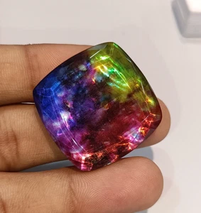 Piedra preciosa suelta natural corte cojín doble ópalo ammolita certificado 86 quilates Canadá - Imagen 1 de 8