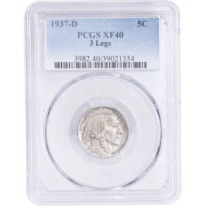 1937-D Buffalo Nickel 3 Legs PCGS XF40 - Picture 1 of 2