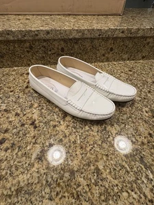 Tod's Driving Penny Loafers White Patent Leather Womens Size EU 39 US 9 - Picture 1 of 10