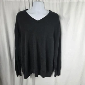 HB Sweater Mens 2XL Black V Neck 100% Cotton Knit Casual Pullover Long Sleeve - Picture 1 of 12