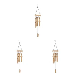 3 Stück Bambus-Windspiele für den Außenbereich, Holz-Windspiel, tiefe Töne, - Bild 1 von 12