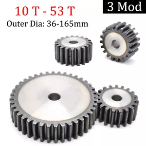 3 Mod 45# engranajes de pista de acero 30 mm de espesor 10-53 dientes 36-165 mm OD engranajes de transmisión - Imagen 1 de 11