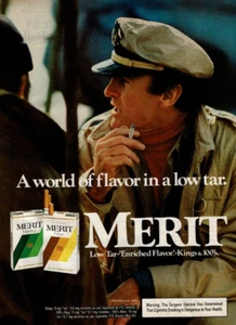 1985 Vintage Print Ad Merit A world of flavor in a low tar Pilot - Picture 1 of 2