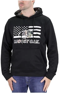MOSSY OAK Mens Embroidered Logo Pullover Hooded Sweatshirt Size L - Black - Picture 1 of 2