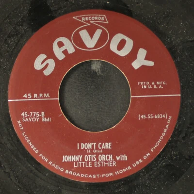 JOHNNY OTIS & LITTLE ESTHER: i don't care / love will break your heart SAVOY 7" - Image 1 of 2
