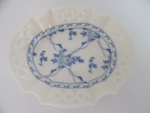 Rose Brocade Skye McGhie Fine Porcelain Small Oval Dish Blue White - Picture 1 of 2