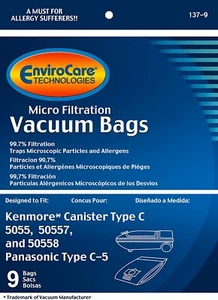 Sears Kenmore Type C Canister Vacuum Bags 5055, 50557 and 50558 By EnviroCare - Picture 1 of 2