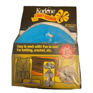 Korlene Craft Ribbon L. Blue 100 Yards x 1 inch New For Knit, Crochet, Thread - Picture 1 of 3
