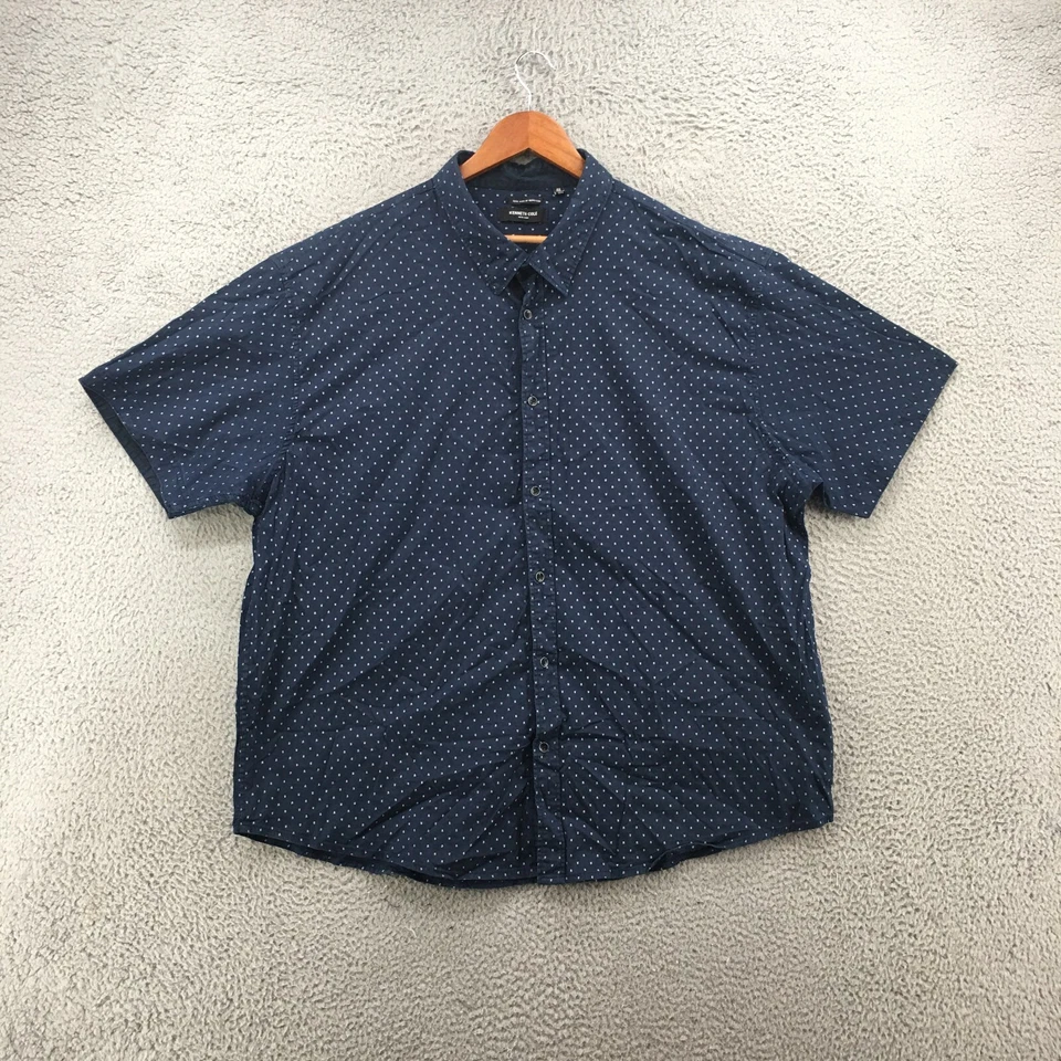 Kenneth Cole Short Sleeve Shirt Mens 4X Plus Button Up Collared Blue Cotton - Image 1 of 4