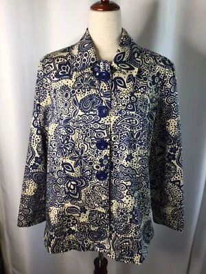 Chaqueta REQUISITOS Traje Blazer Formal Vintage Crema Y Azul Botones Talla L Foto 1 de 3