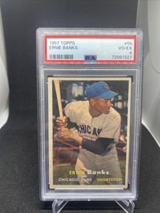1957 TOPPS 55 ERNIE BANKS PSA 4 VG-EX CHICAGO CUBS Great Eye Appel.🔥⚾️🔥