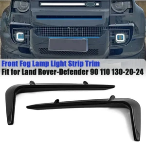 Gloss Black Front Fog Light Eyebrows Eyelid Strip For LR Defender 90 110 2020+ - Picture 1 of 13