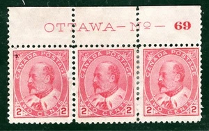 CANADA KEVII Stamp SG176 2c Imprint *OTTAWA No.69* Plate STRIP Mint MNG BLBLUE90 - Picture 1 of 6