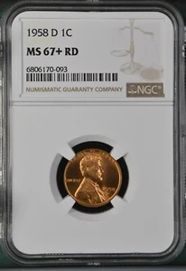 1958-D RD 1C Lincoln Wheat One Cent NGC MS67+RD 6806170-093 - Picture 1 of 2