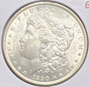 1890 MORGAN DOLLAR GRADES CHOICE UNCIRCULATED ACTUAL COIN #C13177 - Picture 1 of 2