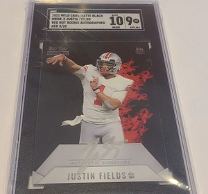 Justin Fields 2021 wild card mattie black silver autograph red hot rookies 3/25