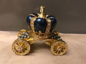 Rucinni Green Teal Crown Carriage Trinket box Swavorski Crystals Beautiful Gift - Picture 1 of 12