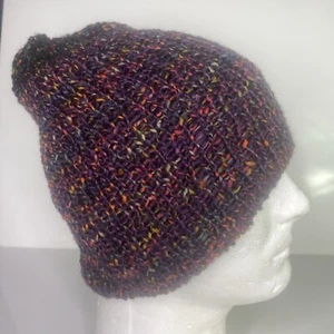 Sombrero Unisex Gorro Tejido Hecho a Mano Negro Púrpura Neblina Reciclado Se Ajusta a 20"-22" EE. UU. - Imagen 1 de 3