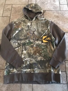 NWT Mens Medium Browning Realtree Edge Hunting Hoodie Camo Solid Sleeve - Picture 1 of 2
