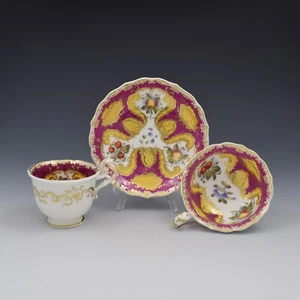 Antique Fine Coalport Porcelain Tea & Coffee Cup & Saucer Trio 2/597 c.1830 No.7 - Picture 1 of 13