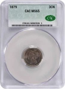 1879 Three Cent Nickel MS65 CACG - Picture 1 of 4