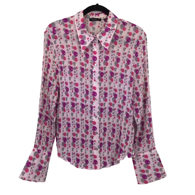 Le Caviar Mujer Semi Transparente Lunares Cuello Manga Larga Abotonada Rosa XL Foto 1 de 4