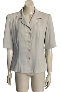 Vtg 80s Katies Jacket Top Sz 12 Button Front Short Sleeve Lined Beige Aust Made - Foto 1 di 13
