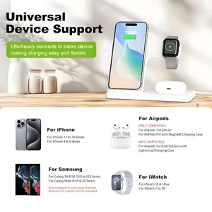 Wireless Charger For iPhone16 15 14 13 Apple Watch AirPods 3In1 Charging Station - Picture 1 of 9