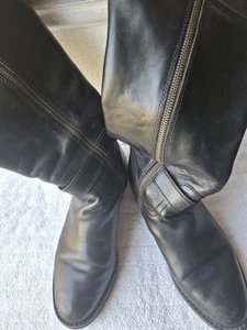 Coach 8.5 Black Riding Boot Knee High Full Side Zip Flat Heel 720084/G15 - Picture 1 of 6
