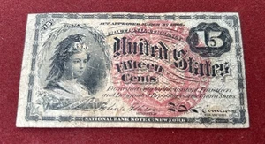 1863 US 4th Issue 15 Cent Fractional Currency Note-Civil War Era - Picture 1 of 2