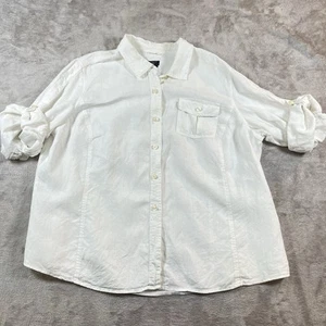 Camisa Talbots 100% Lino Irlandés Mujer Pequeña 2X Blanca Abotonada Minimalista Playa - Imagen 1 de 5