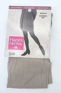 Hanes Her Way Medium Control Top Tights Linen Microfiber New - Picture 1 of 4