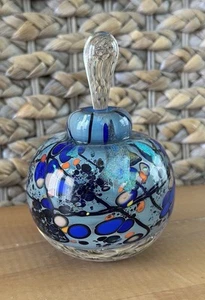 "Botella de perfume de vidrio artístico dicroico Rollin KARG con tapón 4,50""" - Imagen 1 de 12