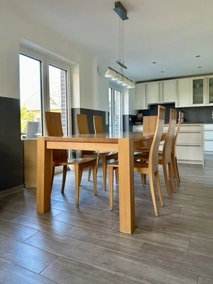 Esstisch Ausziehbar Massivholz Modern Buche Inkl. 8 Stühlen - Bild 1 von 4