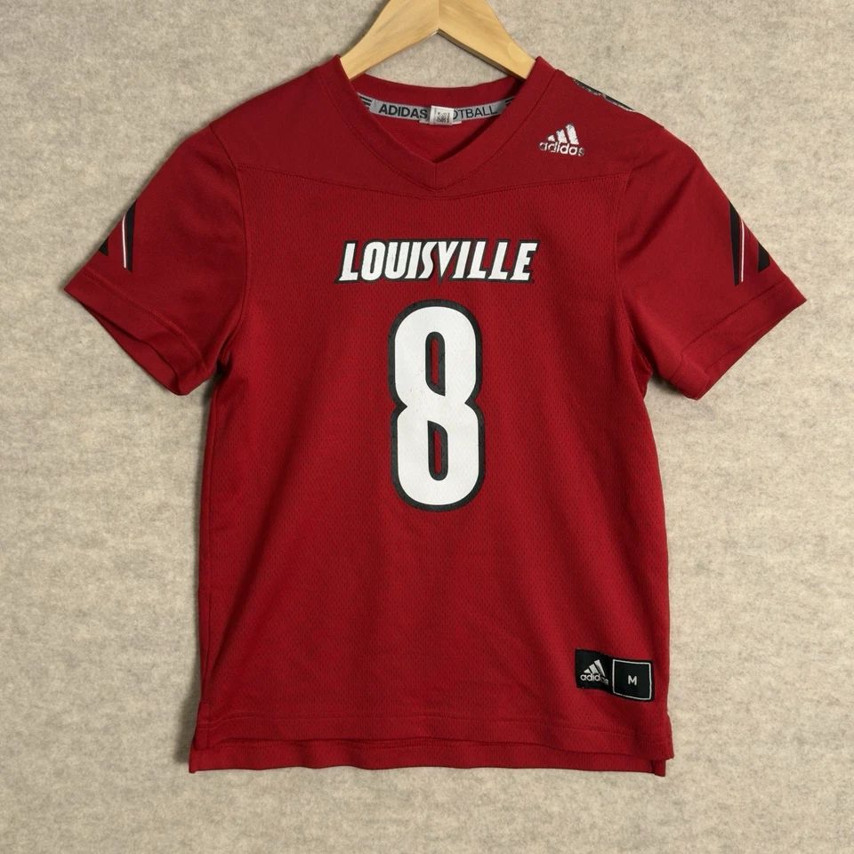 Футболка Louisville Cardinals No8 Lamar Jackson Adidas NCAA College красная L - Изображение 1 из 4