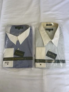 2 NEW Maine Bay 100% Cotton Dress Shirts 19.5-33 19.5-34 French Cuff - Picture 1 of 7