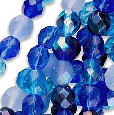 Mezcla de cuentas de vidrio pulido al fuego Jablonex de 8 mm - The Blues Mix (50 cuentas) Foto 1 de 3